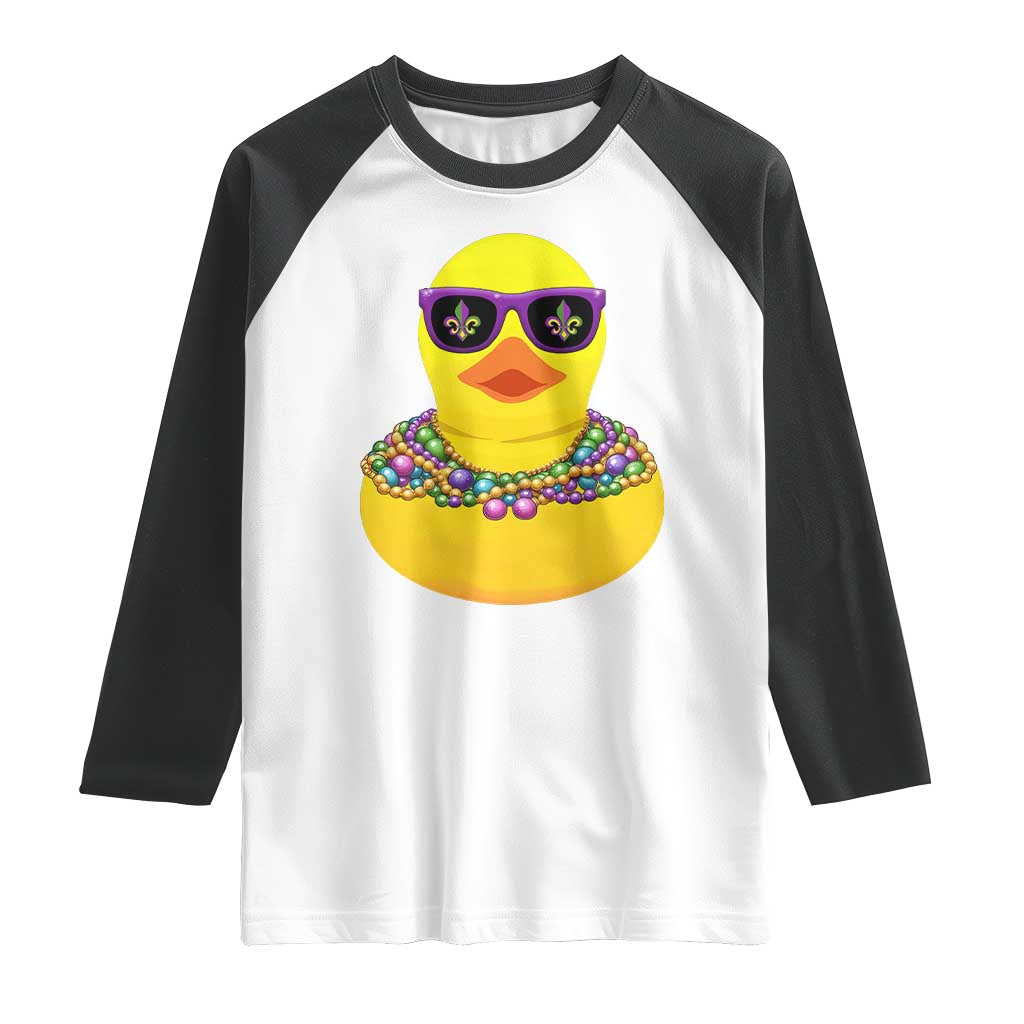 Mardi Gras Beads Cool Rubber Duck Fat Tuesday Festival Raglan Shirt