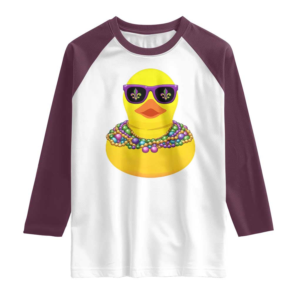 Mardi Gras Beads Cool Rubber Duck Fat Tuesday Festival Raglan Shirt