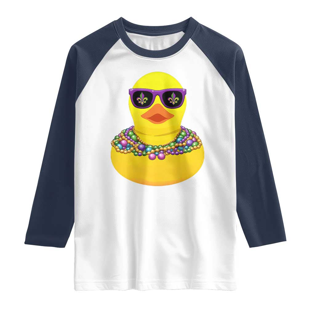 Mardi Gras Beads Cool Rubber Duck Fat Tuesday Festival Raglan Shirt