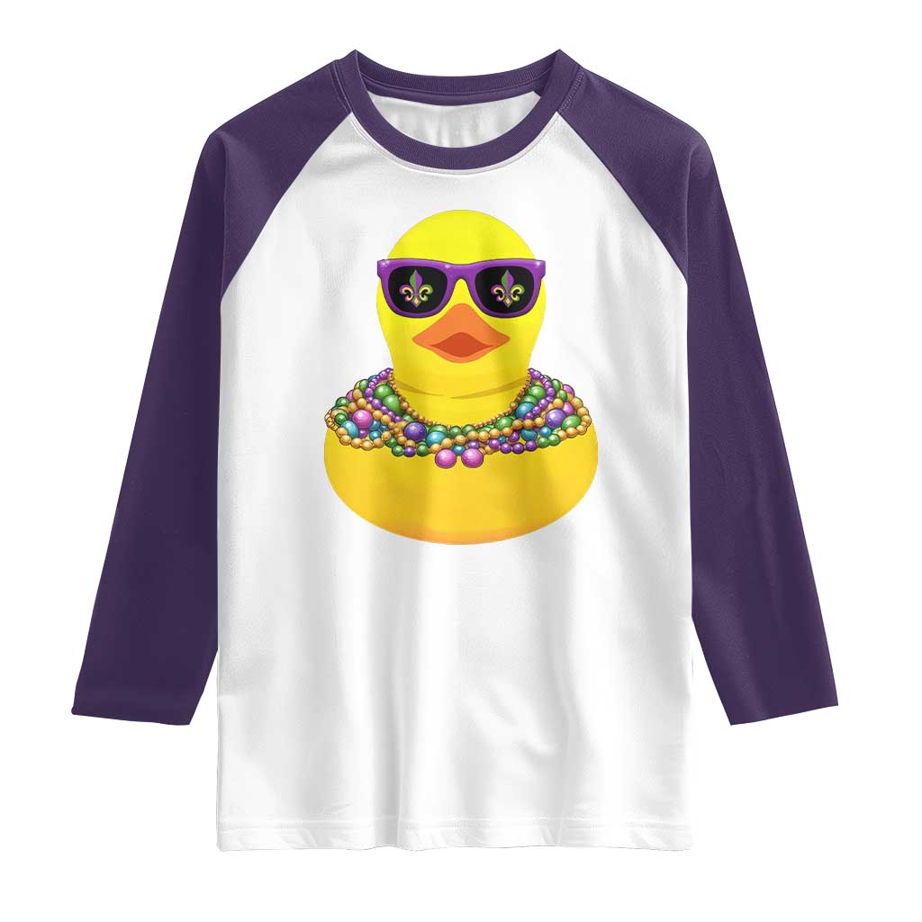 Mardi Gras Beads Cool Rubber Duck Fat Tuesday Festival Raglan Shirt