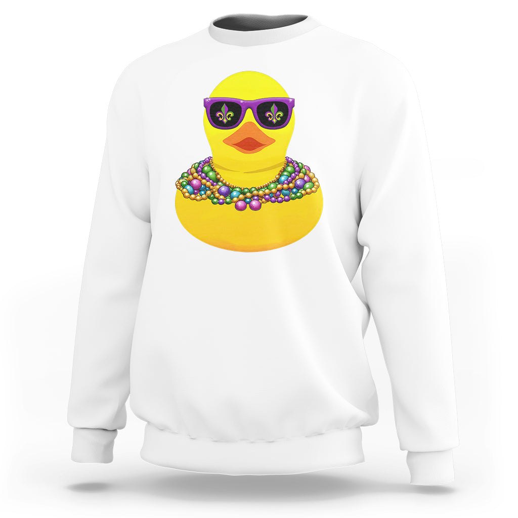 Mardi Gras Beads Cool Rubber Duck Fat Tuesday Festival Sweatshirt - Wonder Print Shop