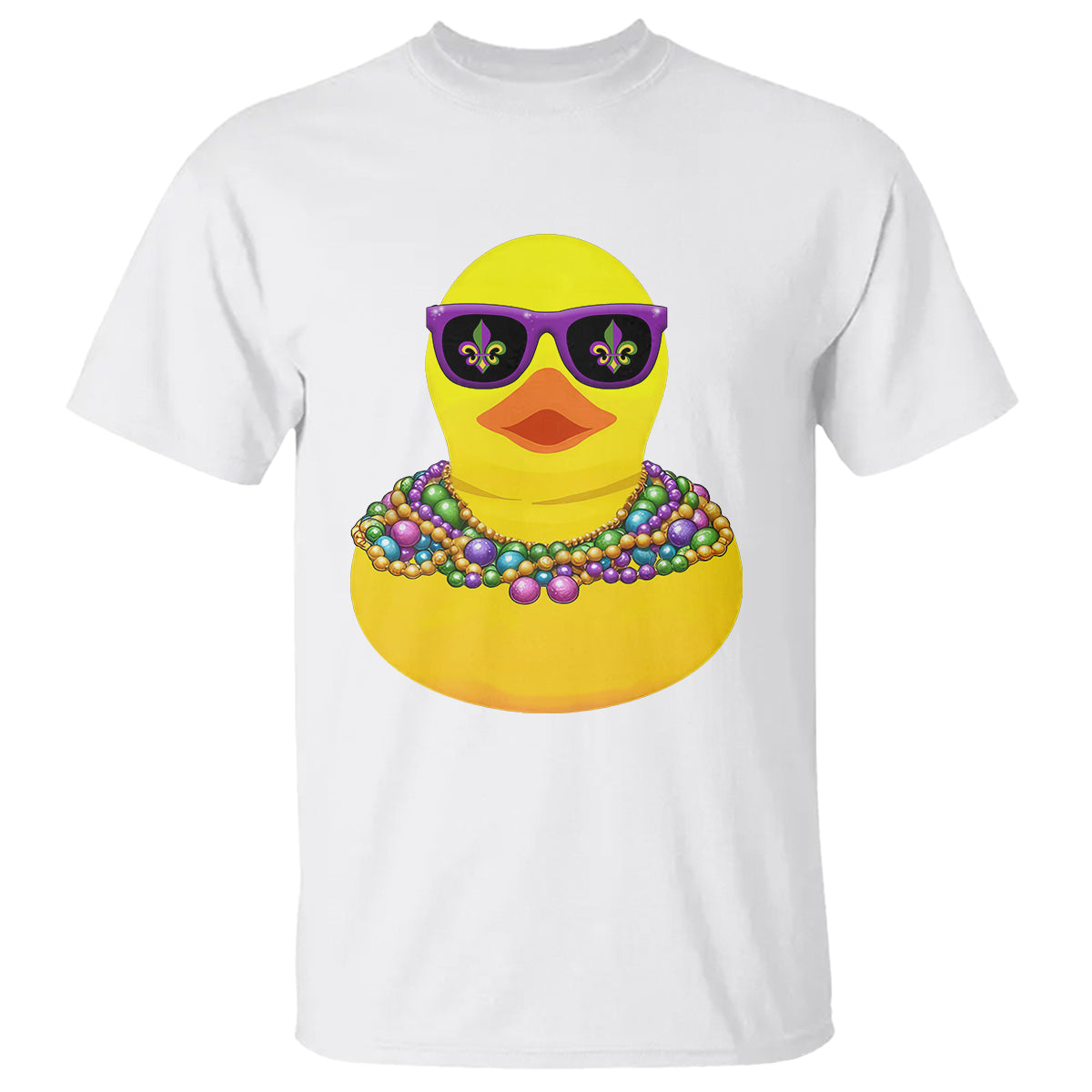 Mardi Gras Beads Cool Rubber Duck Fat Tuesday Festival T Shirt - Wonder Print Shop
