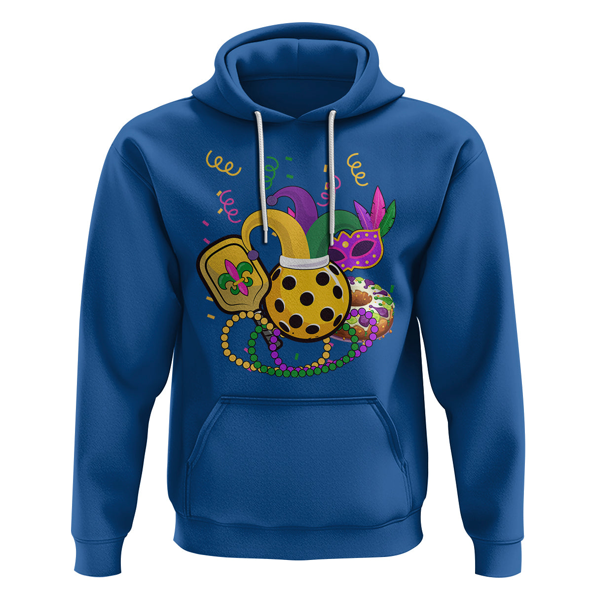Mardi Gras Pickleball Jester Hat Beads Hoodie - Wonder Print Shop
