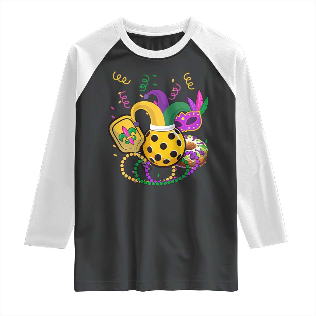 Mardi Gras Pickleball Jester Hat Beads Raglan Shirt