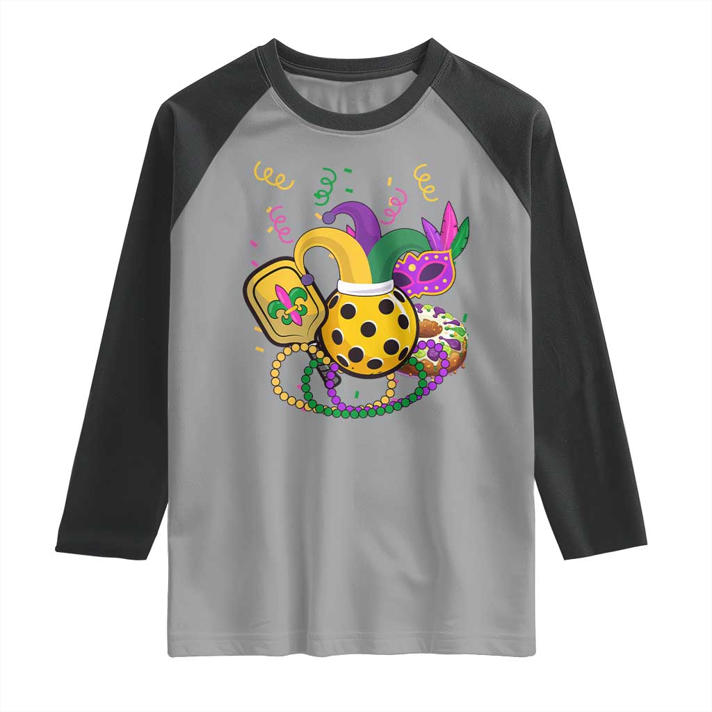 Mardi Gras Pickleball Jester Hat Beads Raglan Shirt