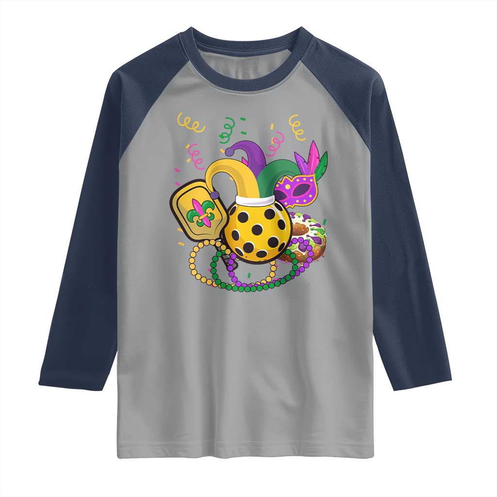 Mardi Gras Pickleball Jester Hat Beads Raglan Shirt