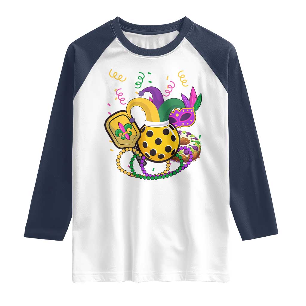 Mardi Gras Pickleball Jester Hat Beads Raglan Shirt