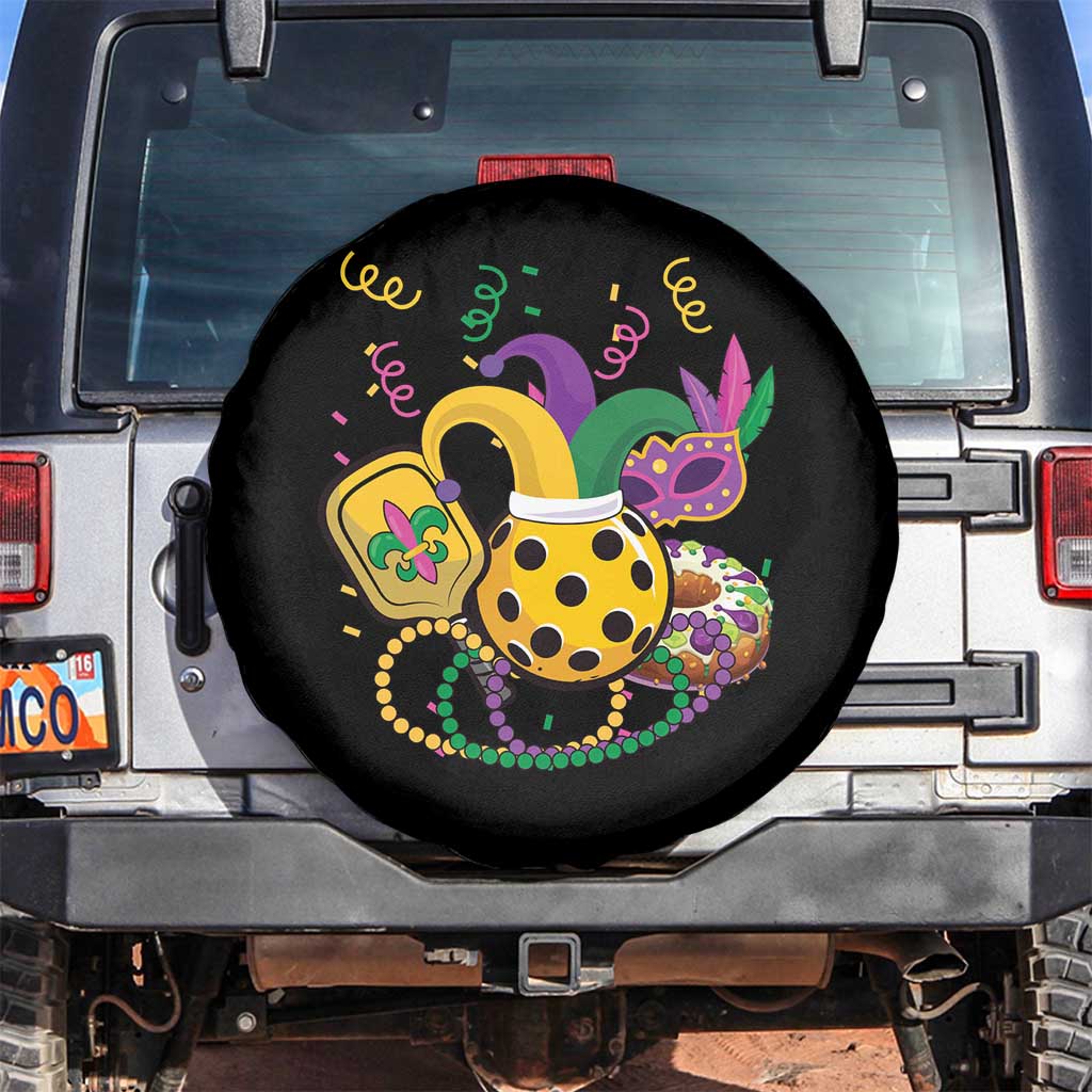 Mardi Gras Pickleball Jester Hat Beads Spare Tire Cover