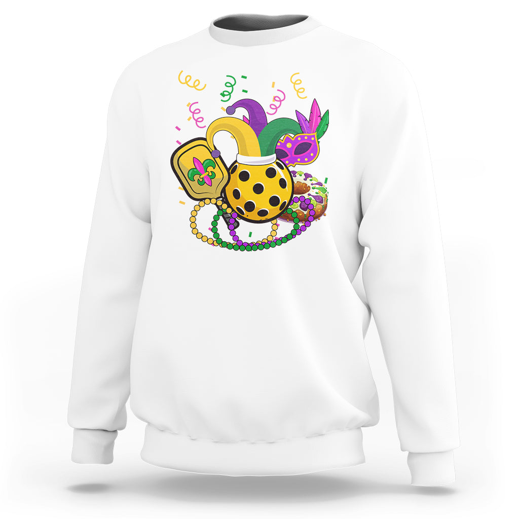 Mardi Gras Pickleball Jester Hat Beads Sweatshirt - Wonder Print Shop