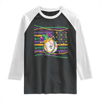 Mardi Gras Baseball Jester Hat Beads Flag Raglan Shirt
