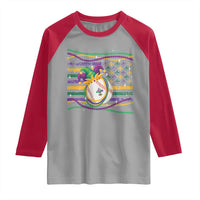 Mardi Gras Baseball Jester Hat Beads Flag Raglan Shirt
