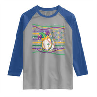 Mardi Gras Baseball Jester Hat Beads Flag Raglan Shirt