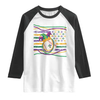 Mardi Gras Baseball Jester Hat Beads Flag Raglan Shirt
