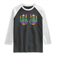 Mardi Gras Raglan Shirt Jester Skeleton Rock Hand Fat Tuesday Festival