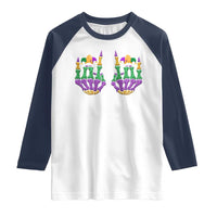 Mardi Gras Raglan Shirt Jester Skeleton Rock Hand Fat Tuesday Festival