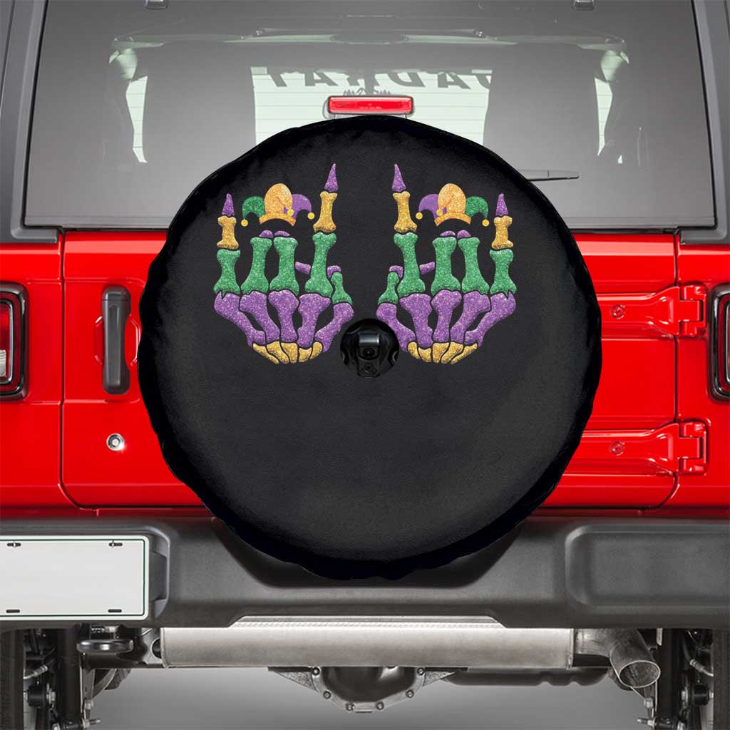 Mardi Gras Spare Tire Cover Jester Skeleton Rock Hand Fat Tuesday Festival