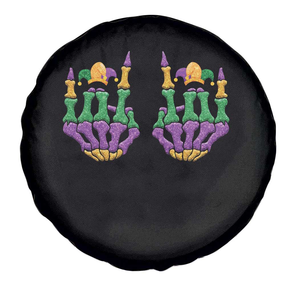 Mardi Gras Spare Tire Cover Jester Skeleton Rock Hand Fat Tuesday Festival