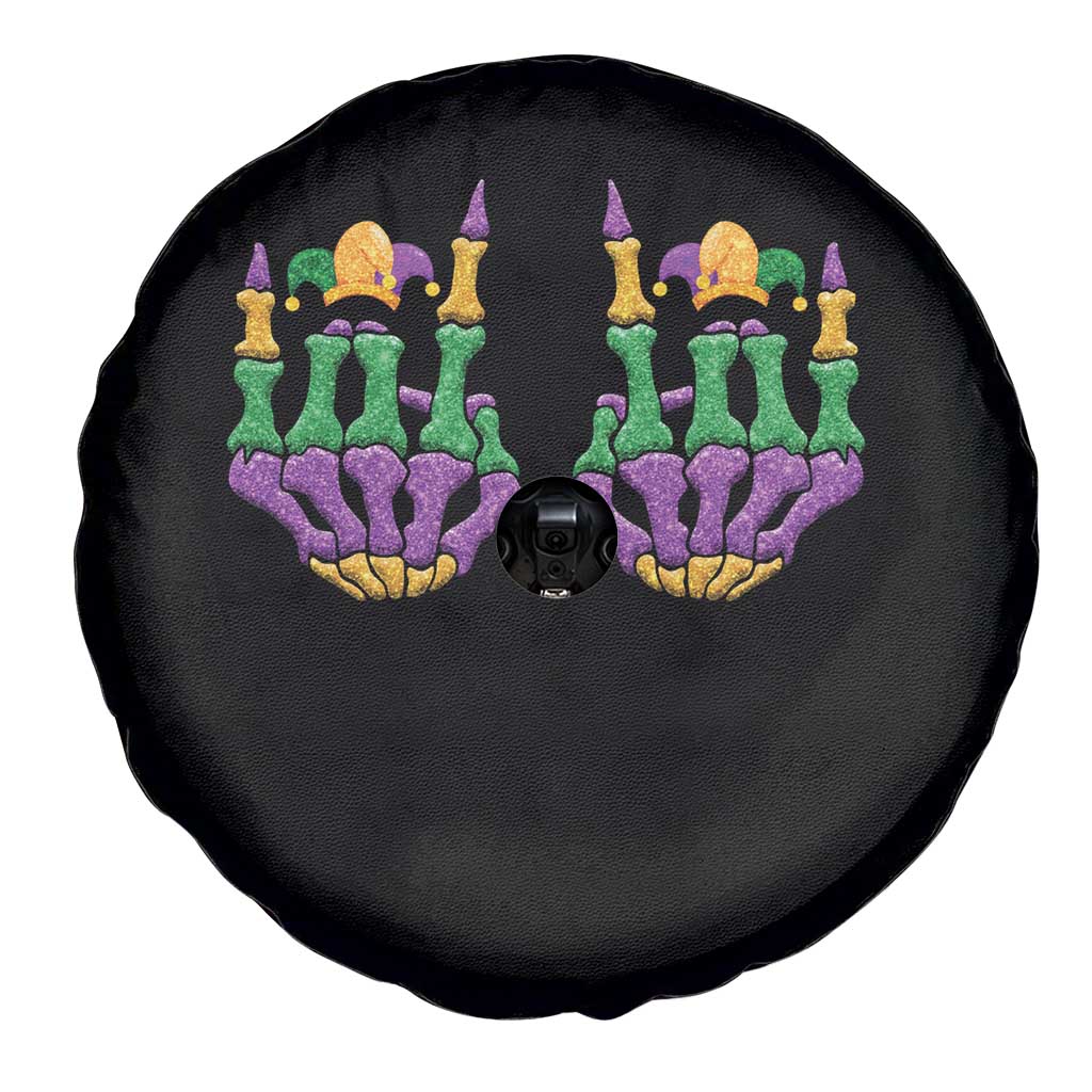 Mardi Gras Spare Tire Cover Jester Skeleton Rock Hand Fat Tuesday Festival