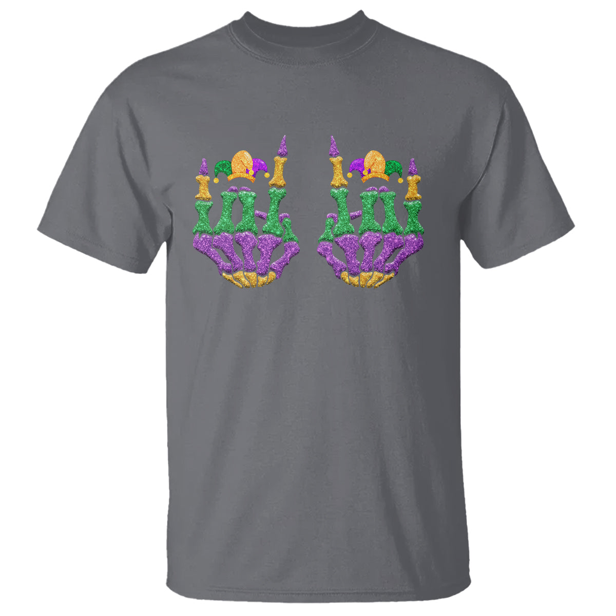 Mardi Gras T Shirt Jester Skeleton Rock Hand Fat Tuesday Festival - Wonder Print Shop