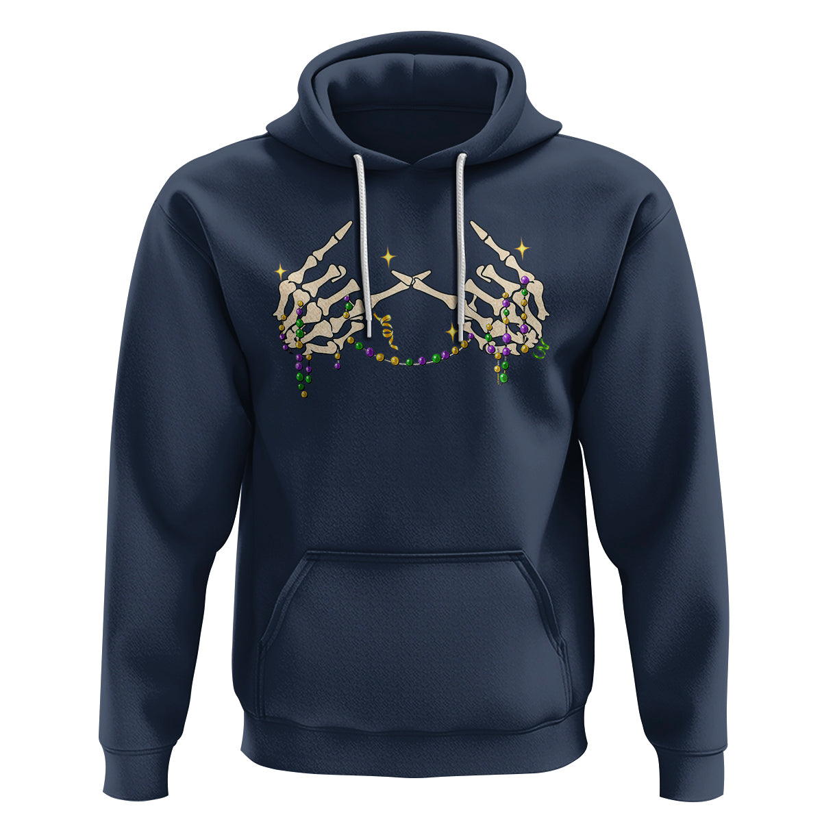 Mardi Gras Hoodie Skeleton Rock Hand Beads Fat Tuesday Festival - Wonder Print Shop