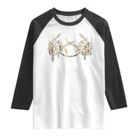 Mardi Gras Raglan Shirt Skeleton Rock Hand Beads Fat Tuesday Festival