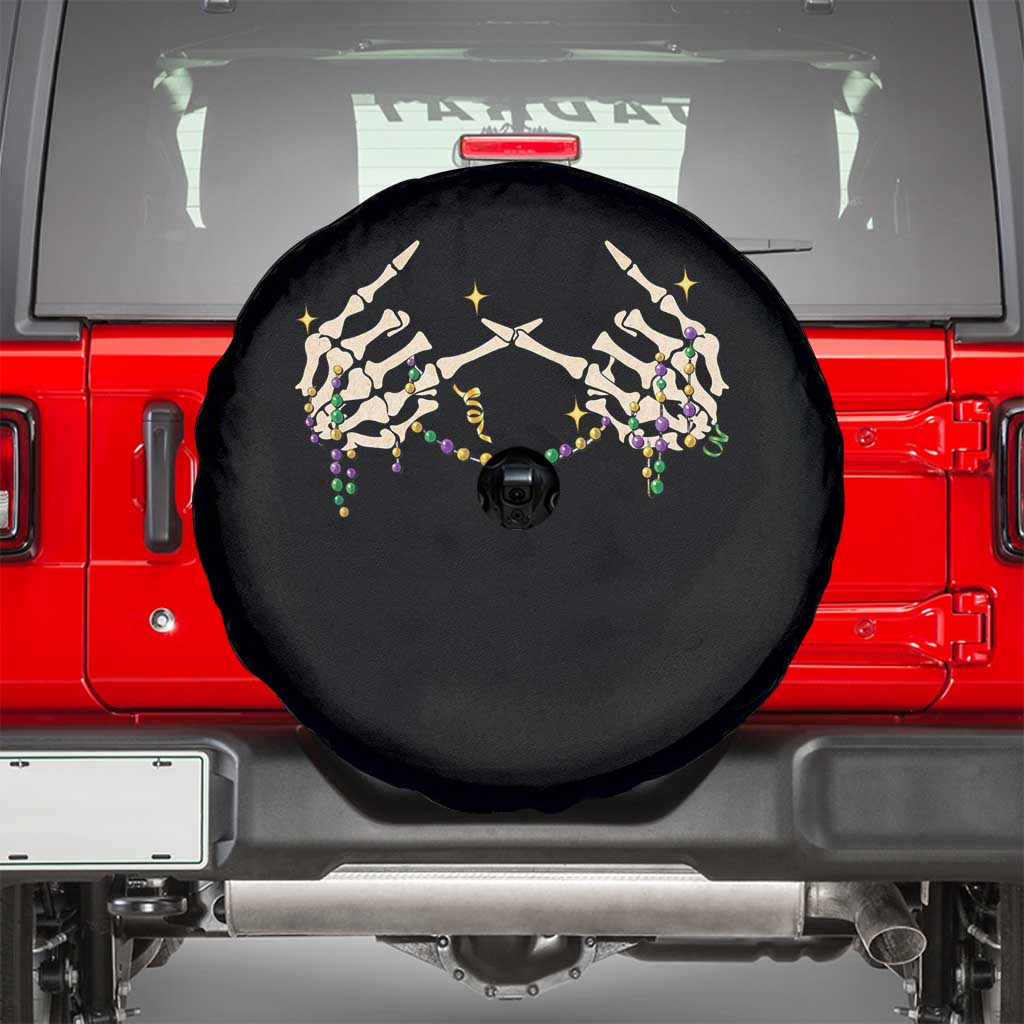 Mardi Gras Spare Tire Cover Skeleton Rock Hand Beads Fat Tuesday Festival
