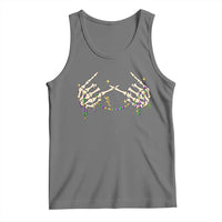 Mardi Gras Tank Top Skeleton Rock Hand Beads Fat Tuesday Festival