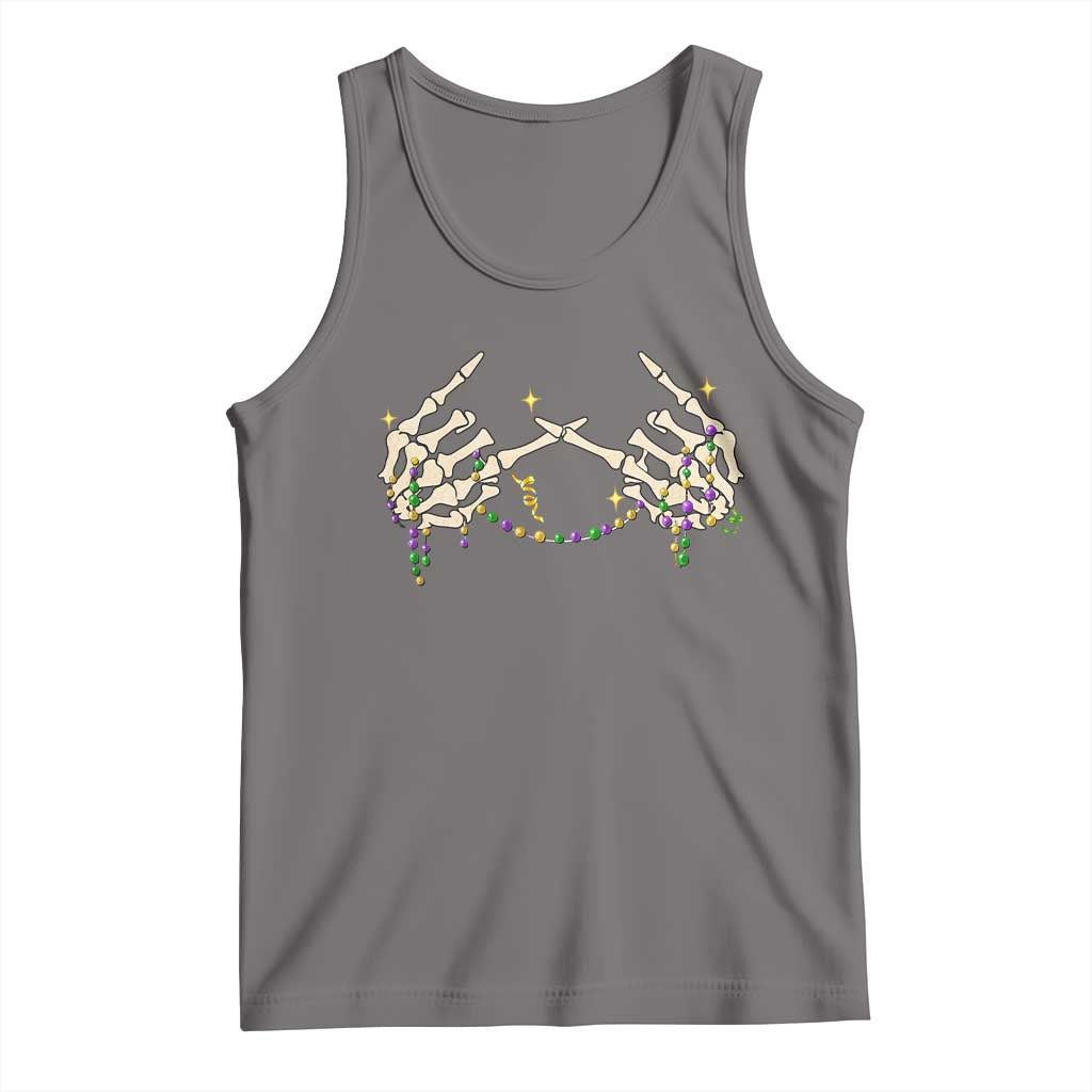 Mardi Gras Tank Top Skeleton Rock Hand Beads Fat Tuesday Festival