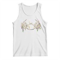 Mardi Gras Tank Top Skeleton Rock Hand Beads Fat Tuesday Festival