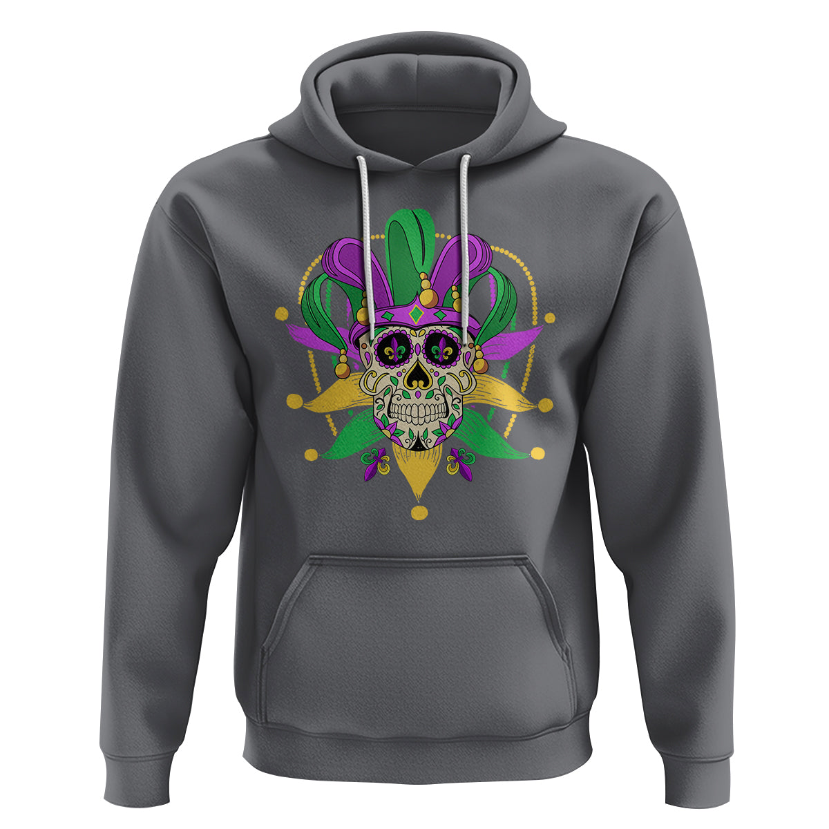 Mardi Gras Funny Sugar Skull Fat Tuesday New Orleans Hoodie - Wonder Print Shop