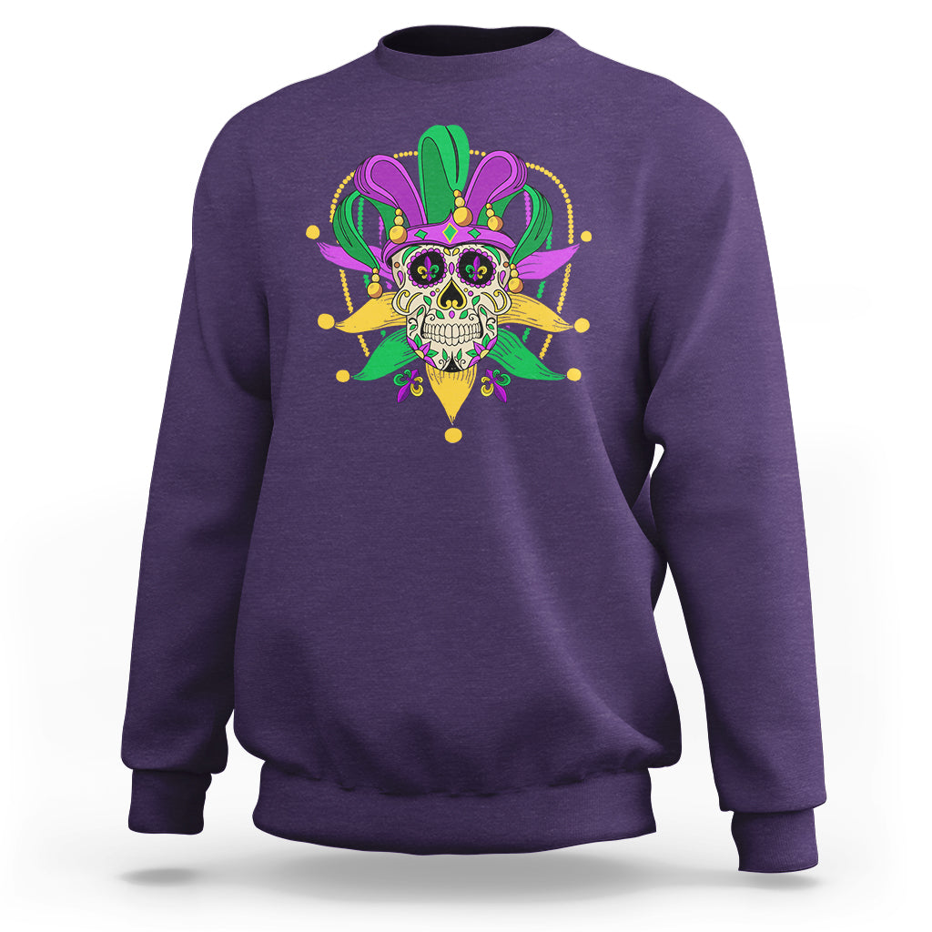 Mardi Gras Funny Sugar Skull Fat Tuesday New Orleans Sweatshirt - Wonder Print Shop
