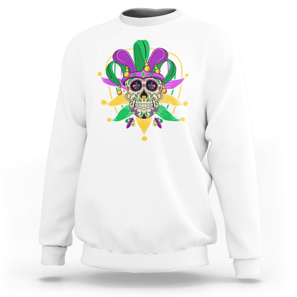 Mardi Gras Funny Sugar Skull Fat Tuesday New Orleans Sweatshirt - Wonder Print Shop
