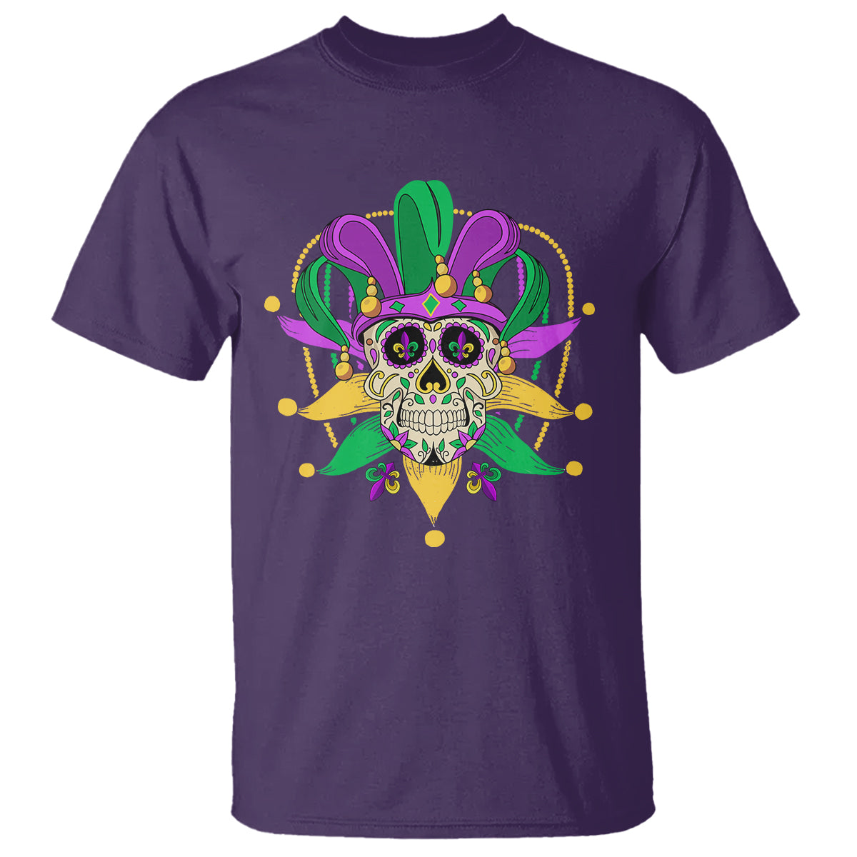 Mardi Gras Funny Sugar Skull Fat Tuesday New Orleans T Shirt - Wonder Print Shop