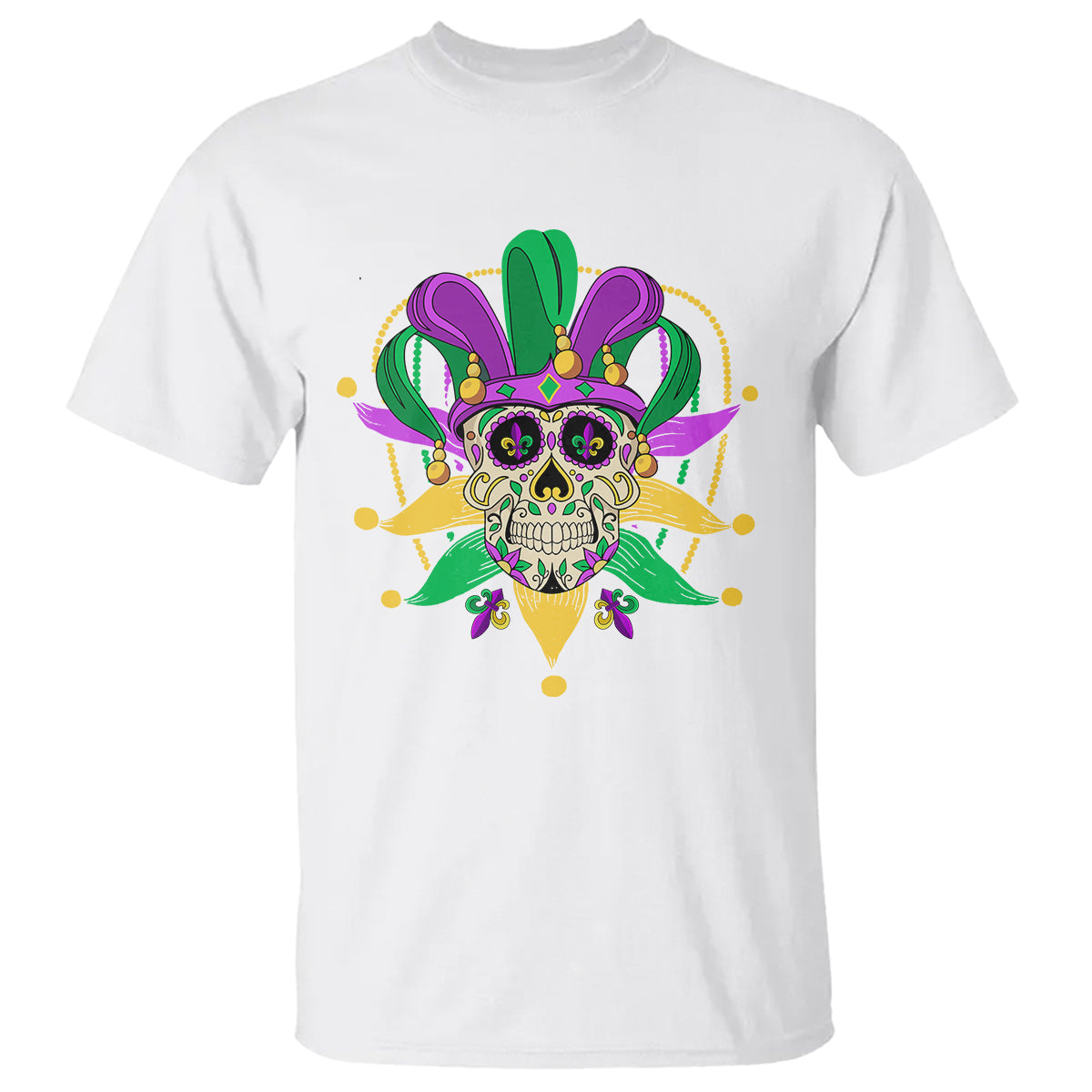 Mardi Gras Funny Sugar Skull Fat Tuesday New Orleans T Shirt - Wonder Print Shop