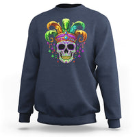 Mardi Gras Beads Sugar Skull Fat Tuesday New Orleans Sweatshirt - Wonder Print Shop