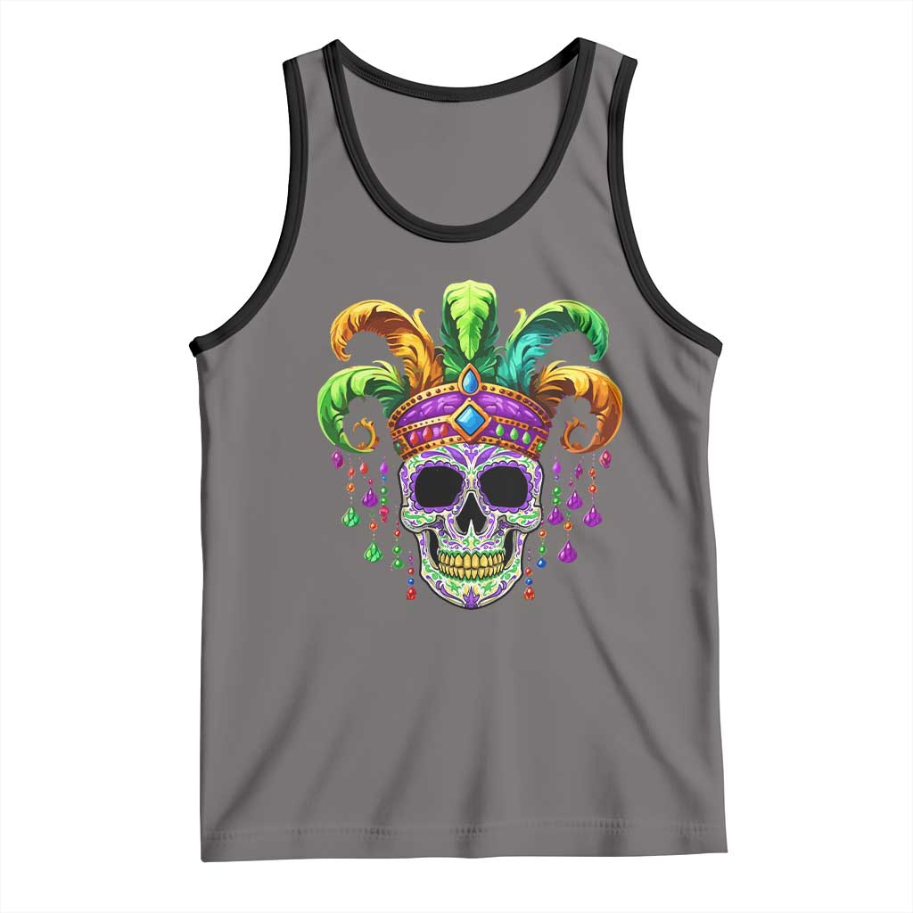 Mardi Gras Beads Sugar Skull Fat Tuesday New Orleans Tank Top