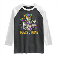 Mardi Gras Funny Skeleton Beads And Bling Raglan Shirt
