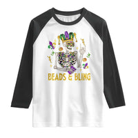 Mardi Gras Funny Skeleton Beads And Bling Raglan Shirt