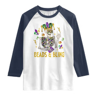 Mardi Gras Funny Skeleton Beads And Bling Raglan Shirt