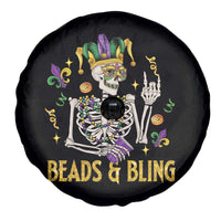 Mardi Gras Funny Skeleton Beads And Bling Spare Tire Cover