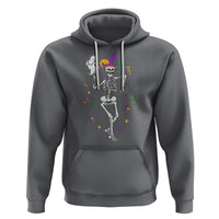 Mardi Gras Funny Jester Skeleton Dancing With Cat Hoodie - Wonder Print Shop