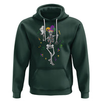 Mardi Gras Funny Jester Skeleton Dancing With Cat Hoodie - Wonder Print Shop