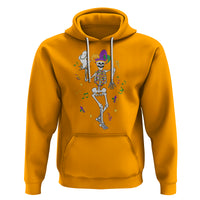 Mardi Gras Funny Jester Skeleton Dancing With Cat Hoodie - Wonder Print Shop