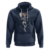 Mardi Gras Funny Jester Skeleton Dancing With Cat Hoodie - Wonder Print Shop