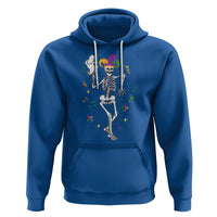 Mardi Gras Funny Jester Skeleton Dancing With Cat Hoodie - Wonder Print Shop