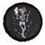 Mardi Gras Funny Jester Skeleton Dancing With Cat Spare Tire Cover