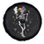 Mardi Gras Funny Jester Skeleton Dancing With Cat Spare Tire Cover