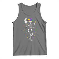 Mardi Gras Funny Jester Skeleton Dancing With Cat Tank Top