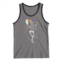 Mardi Gras Funny Jester Skeleton Dancing With Cat Tank Top