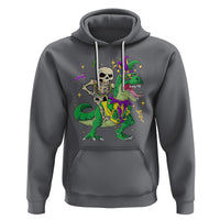 Mardi Gras Funny Skeleton On Dinosaur Jester Beads Hoodie - Wonder Print Shop